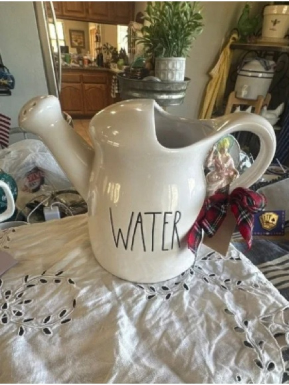 Cream Ceramic Water Pitcher - Decorative Home Art
